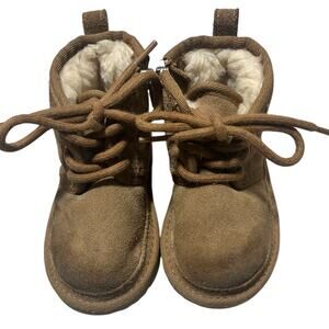 UGG Neumel II Toddler Size 7 Chestnut Zip Boots Suede Brown Lined Kids